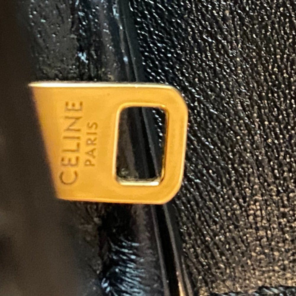 Brand New Celine Triomphe Teen Bag in Shiny Black Calfskin Leather - Picture 9 of 16